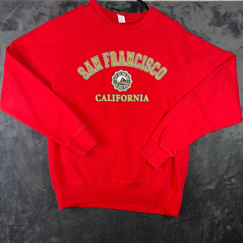 Mens Small Smart Blanks Sweatshirt Red Excellent San Francisco California Logo